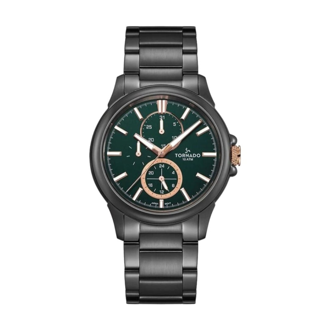 TORNADO Celestia Elite Men's Japanese Black Stainless Steel Quartz Watch