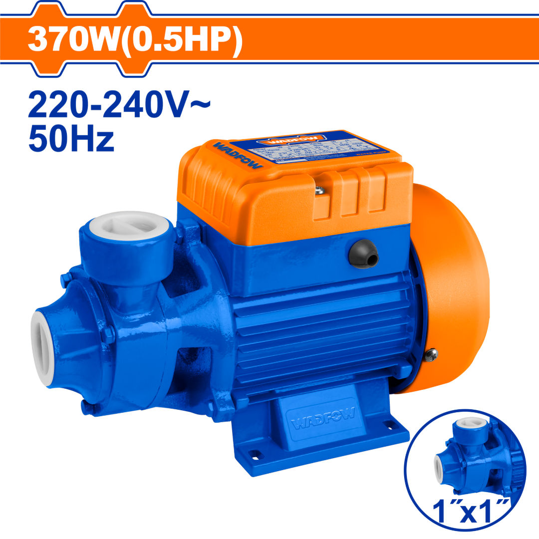 WADFOW Peripheral Water Pump 0.5hp (370W), 220V Aluminum Motor, Brass Impeller
