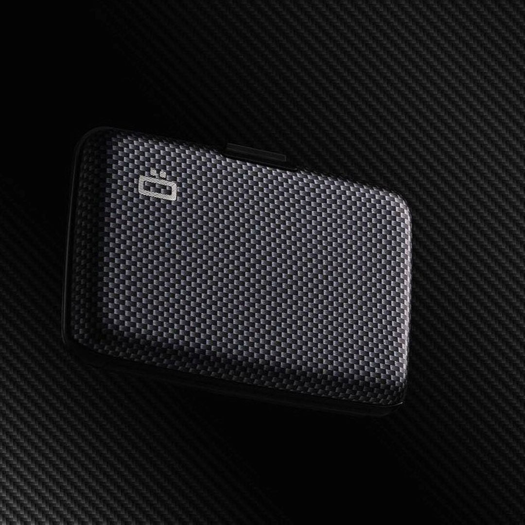 Ogon Aluminum Wallet Small Case V1, Carbon Square Effect Print
