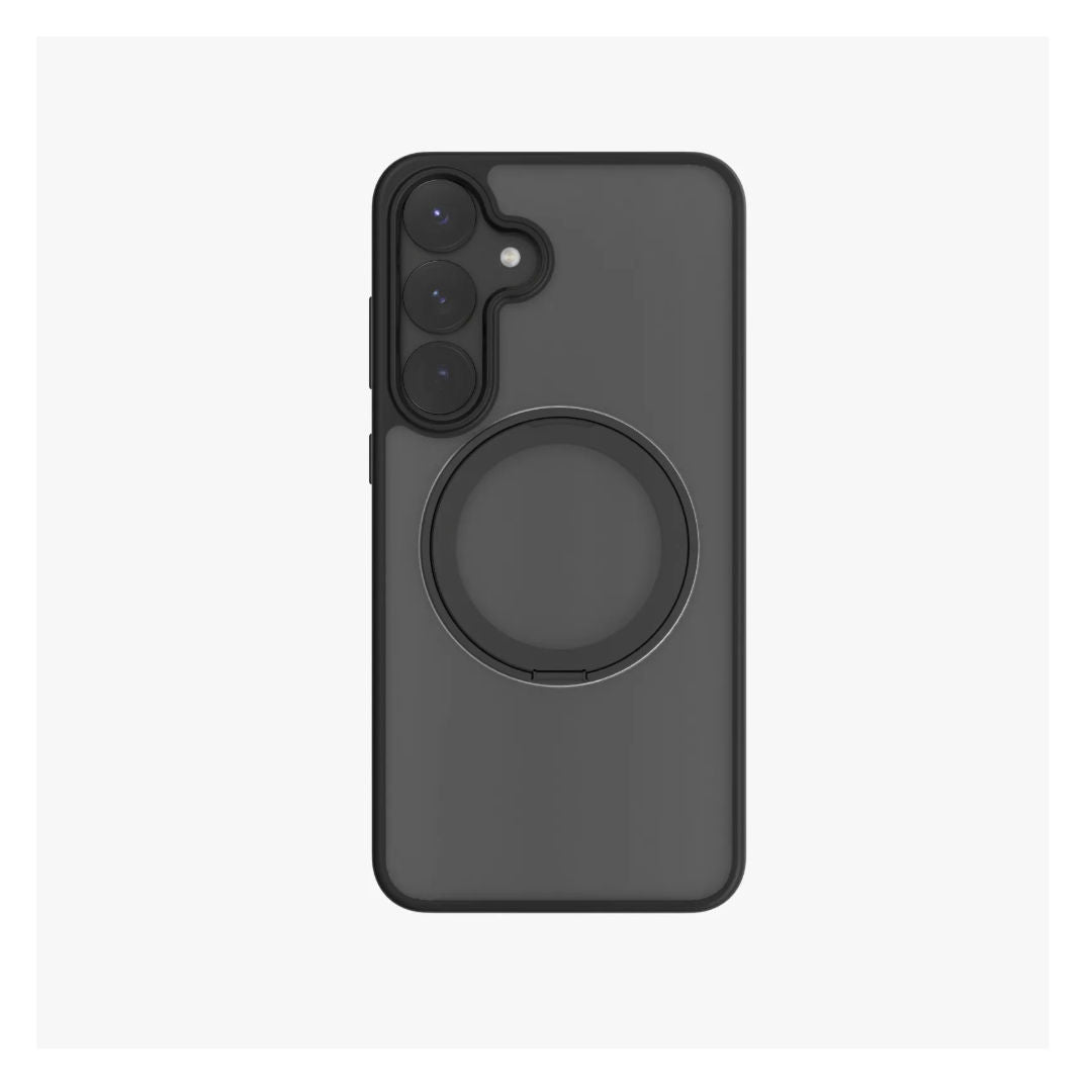 Levelo Via Matte With Ring Stand Case For Samsung S25 Ultra & S25 Plus, Black