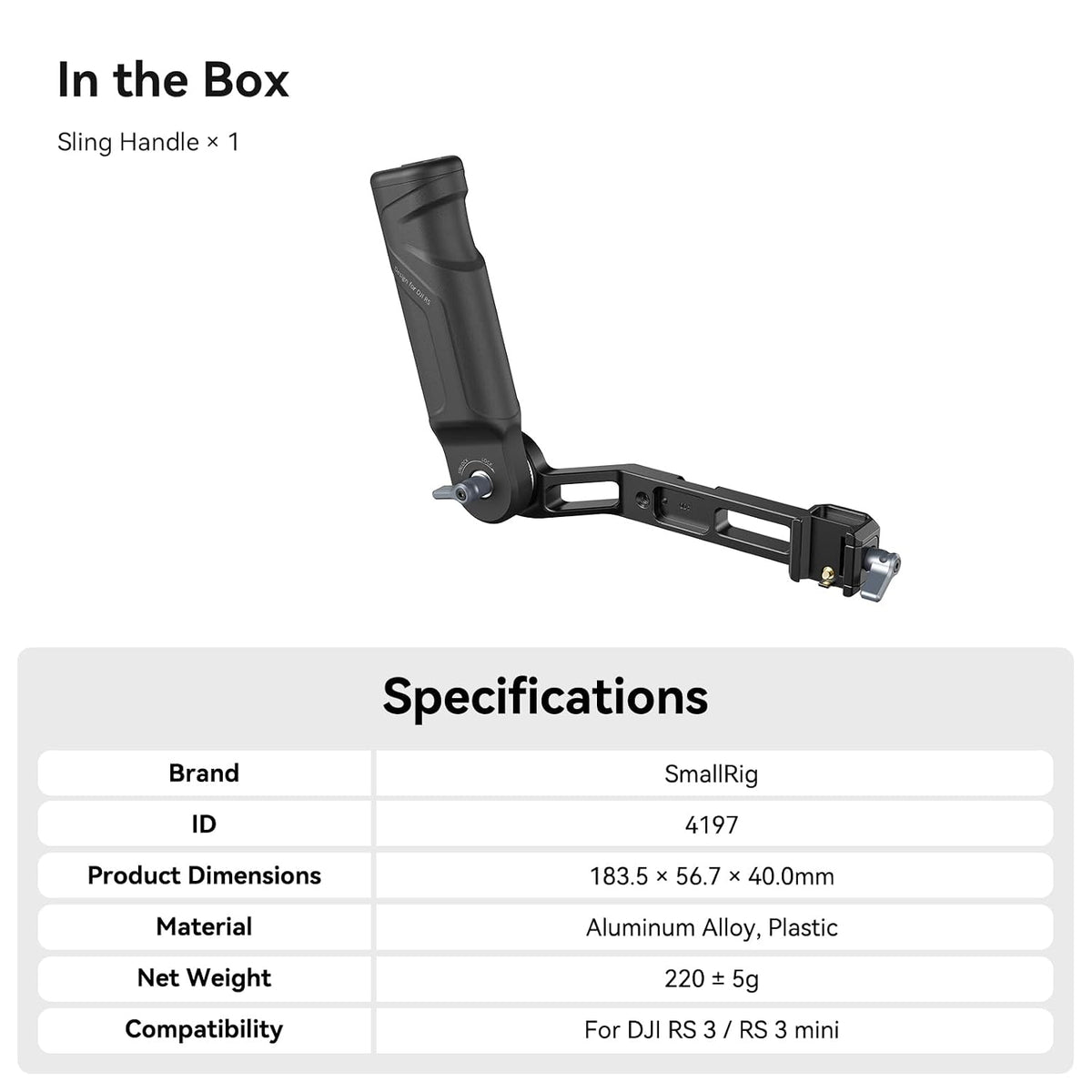 SmallRig Ergonomic Sling Handle for DJI RS 3 Mini and RS 4 Mini Gimbals, Rosette Joint, 4197B