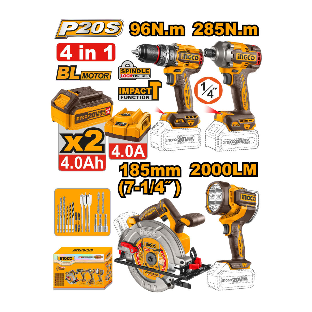 INGCO Cordless Tools Combo, 20V
