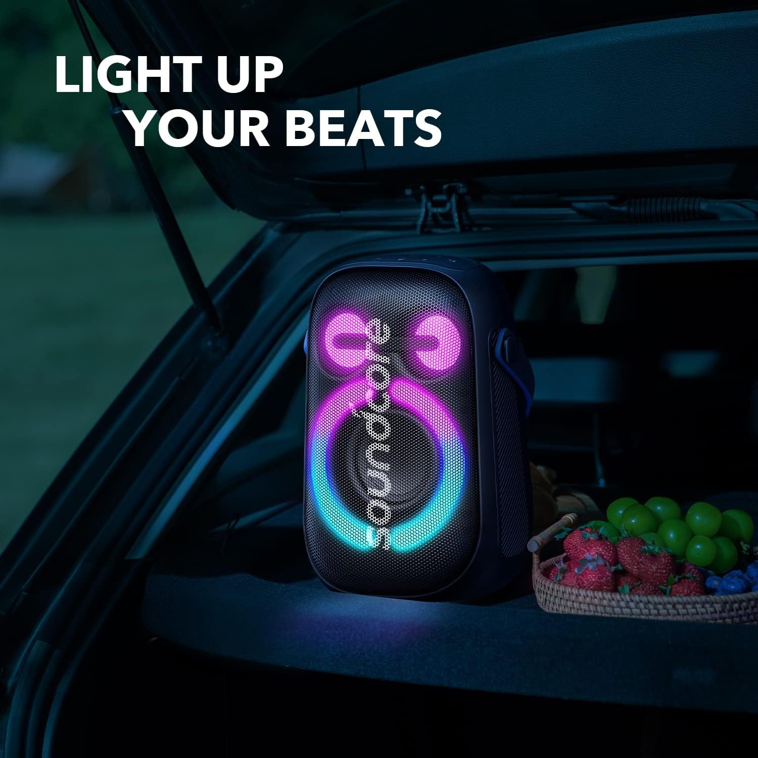 مكبر صوت الحفلات المحمول Anker Soundcore Rave Neo 2 المزود بتقنية BassUp و PartyCast 2.0، مع مدة تشغيل تصل إلى 18 ساعة، باللون الأسود