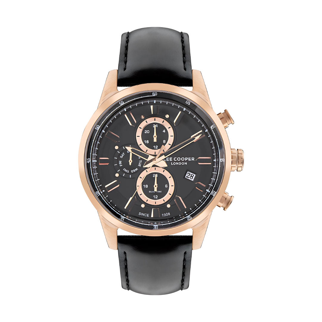 Lee Cooper Men's Multi Function Black Dial Watch, LC07855.451