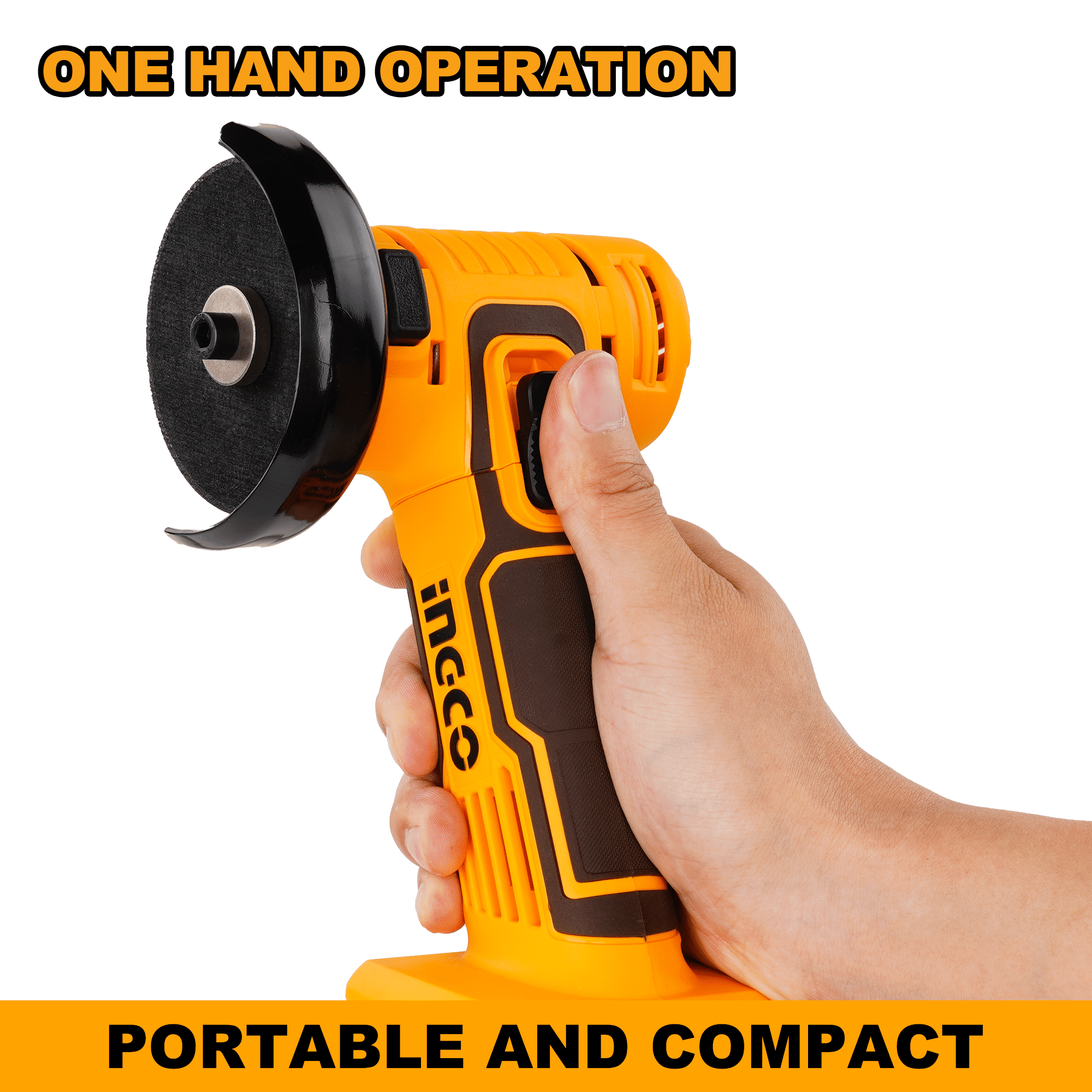 INGCO 20V Cordless Mini Cut-Off Tool Kit, 76 mm 3″ Discs, 19,500 RPM, 2.0Ah Battery, Charger & Carry Case