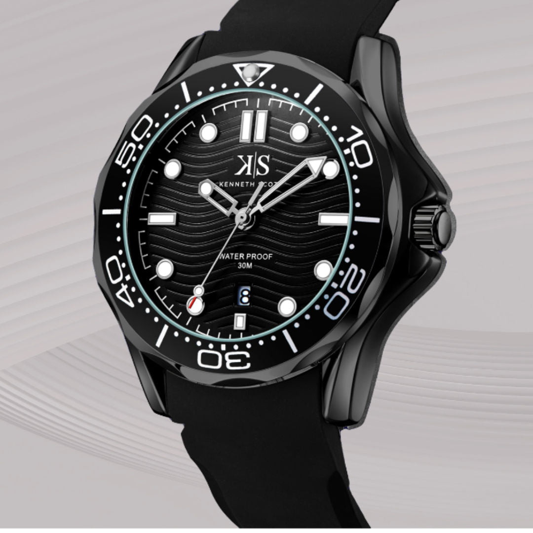 Kenneth Scott Men’s Quartz Analog Watch with Silicone or Stainless Strap, K22009 Series