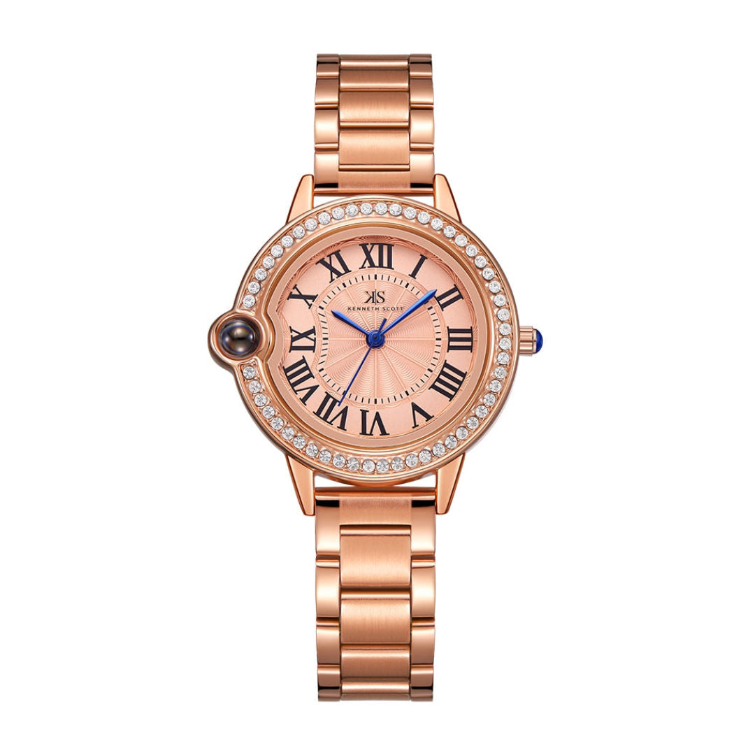 KENETH SCOTT Women's Rose Gold Dial Analog Watch, K22530-RBKK Series