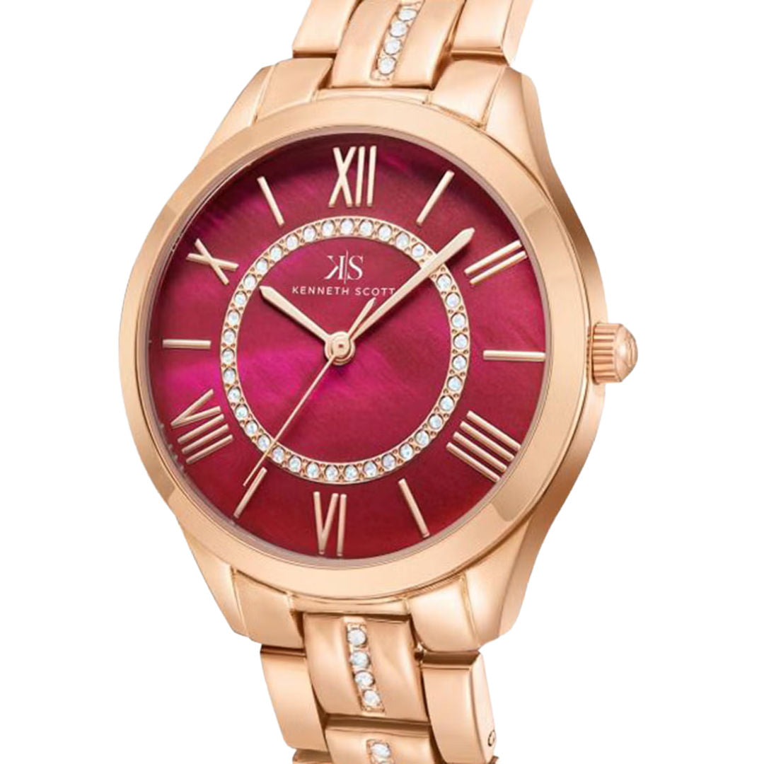 KENNETH SCOTT Women's Analog Red Dial Quartz Watch, K23510-RBKR Series