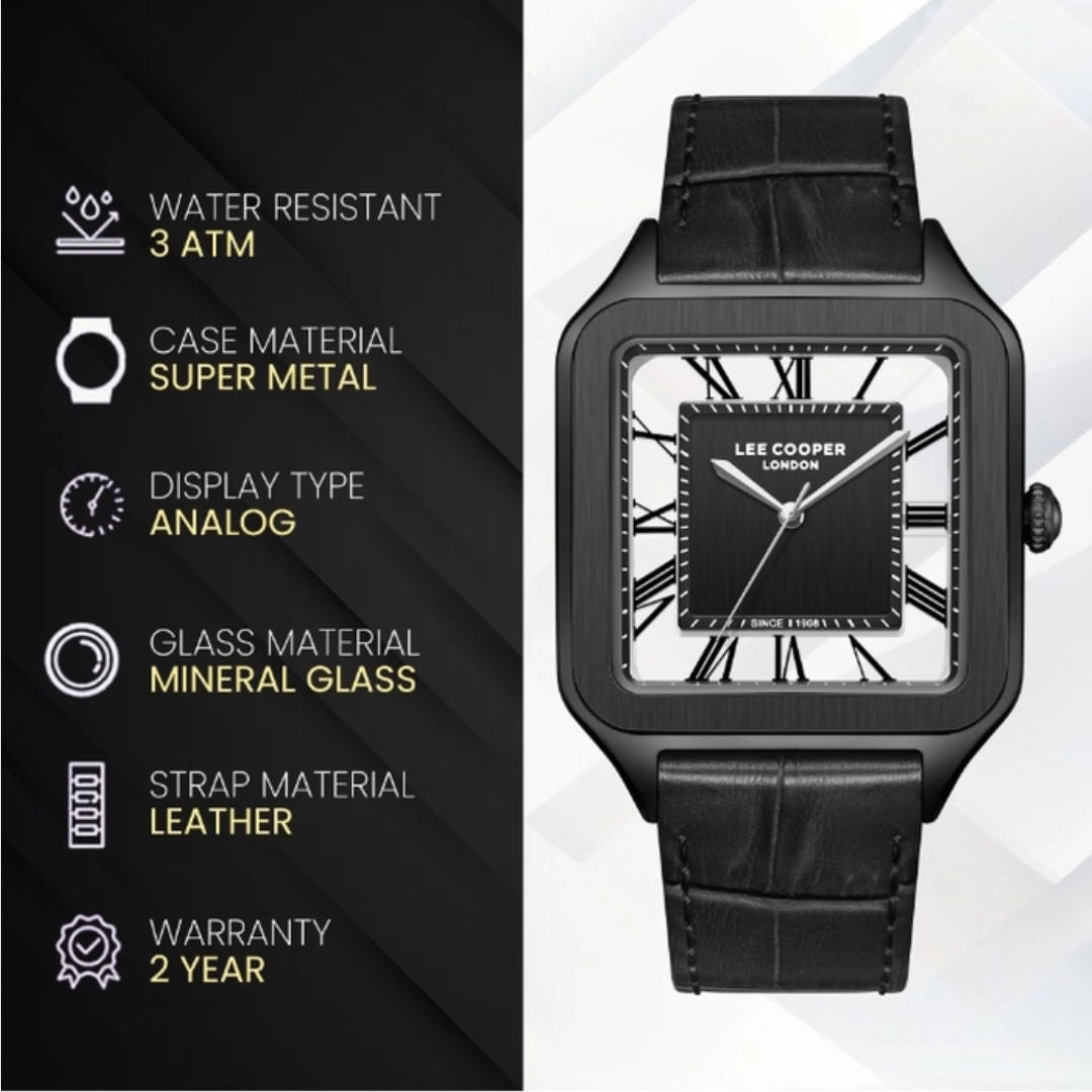 Lee Cooper Men's Analog Black Case Watch, LC08277.651