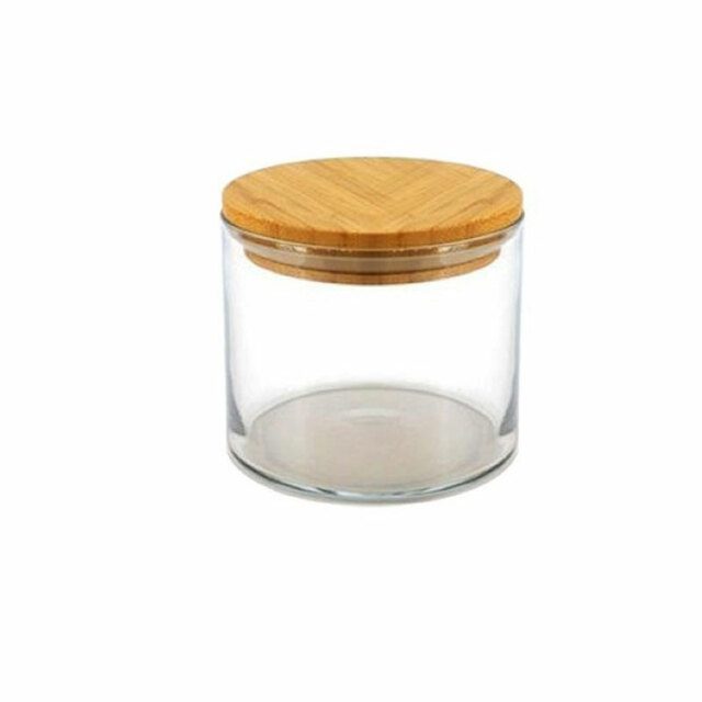 Pasabahce Glass Storage Jar With Wooden Lid, Airtight Canister, 700ml