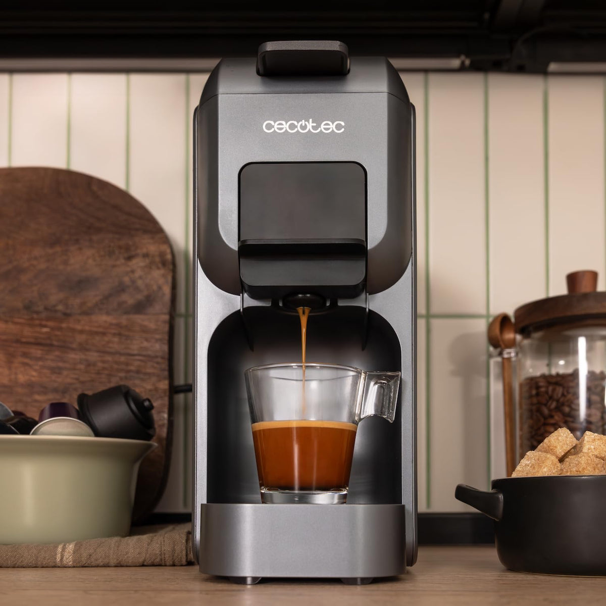 Cecotec 1851 FreeStyle Compact Coffee Machine, Black/Grey