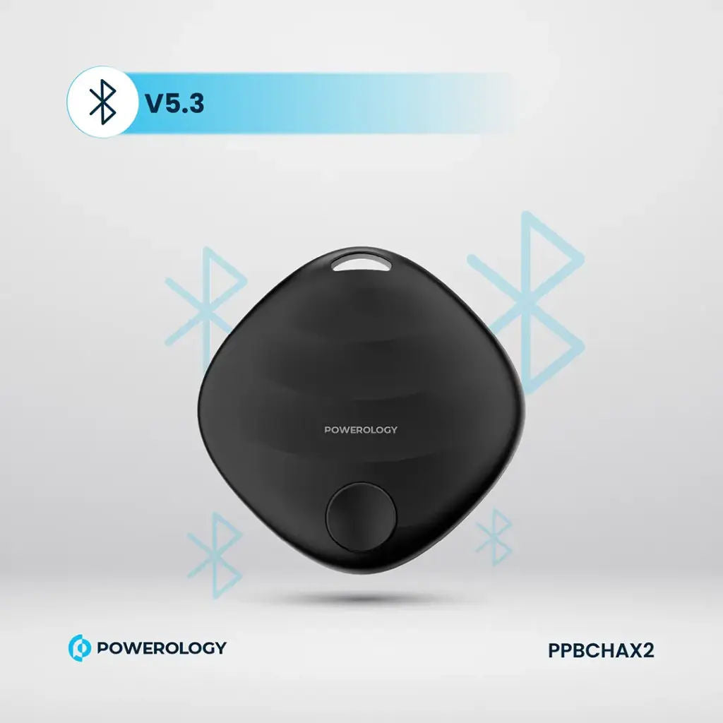 Powerology Smart Tag, Bluetooth V5.3, Apple Find My, Black