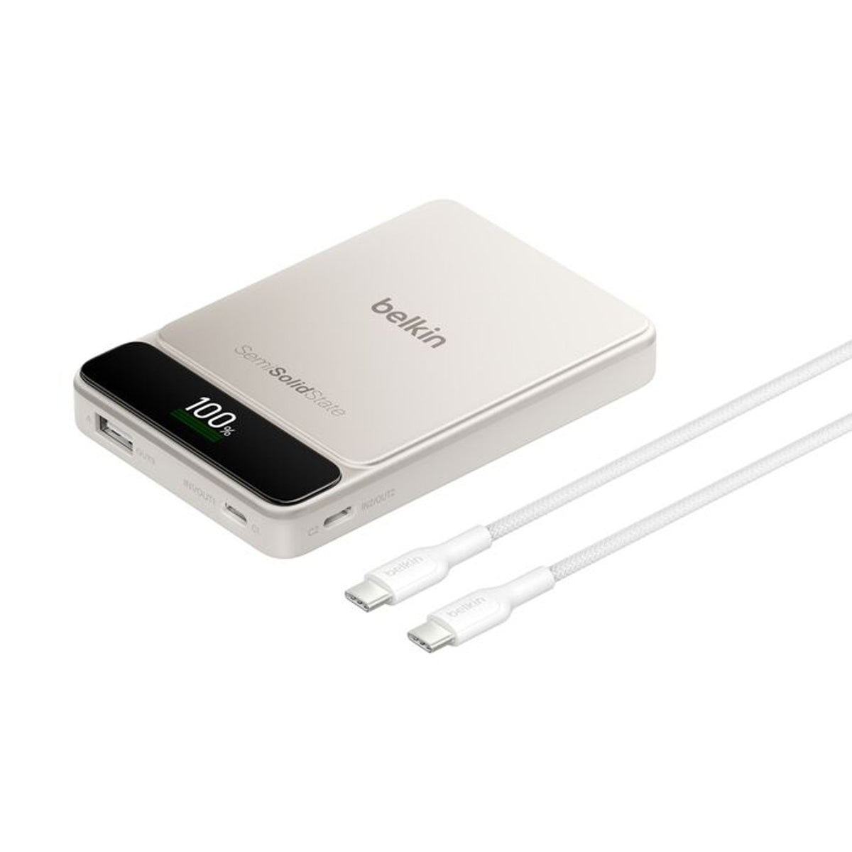 Belkin Semi Solid State Power Bank, 10,000mAh, 60W, Sand