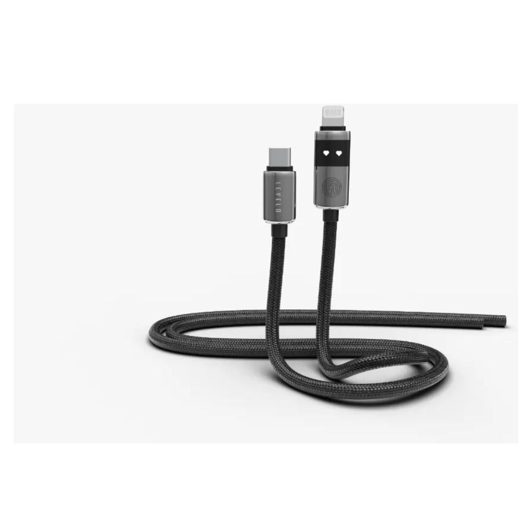 Levelo Auge Smart Charge & Sync Cable USB C To Lightning, Gray