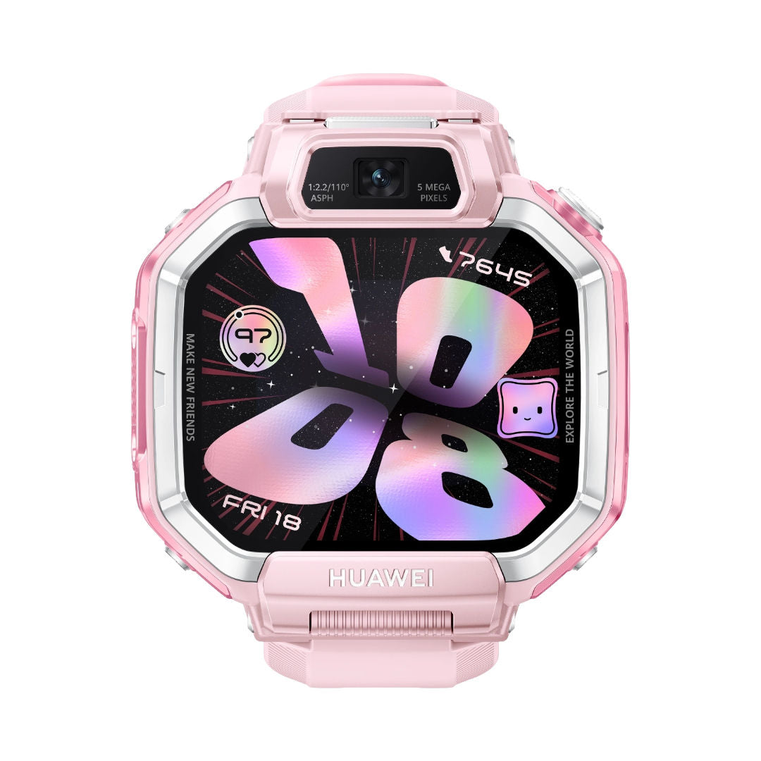 ساعة «Huawei Watch KIDS X1» الذكية - تصميم قابل للدوران 360 درجة، تحديد الموقع عبر نظام GPS، مكالمات الفيديو، كاميرات مزدوجة، شاشة AMOLED مقاس 1.82 بوصة