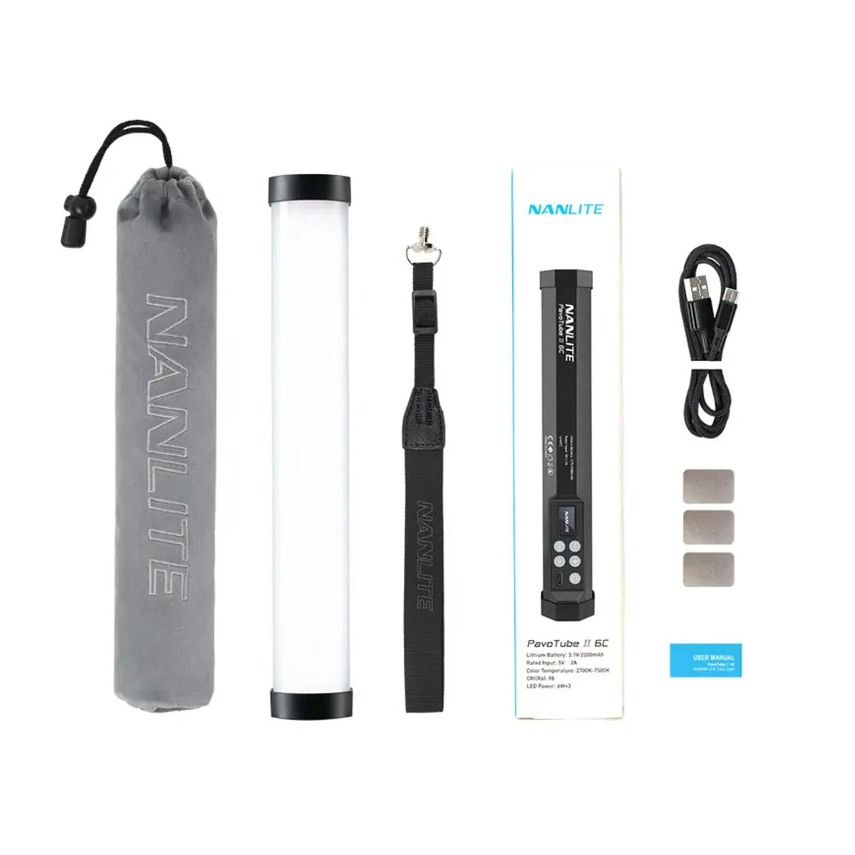 Nanlite PavoTube II 6C 10-Inch RGBWW LED Tube Light, Built-In Battery, Magnetic Mount