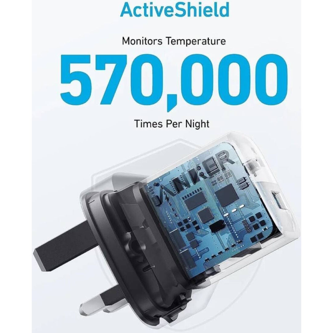 Anker 323 Dual-Port Fast Charger 33W with USB-C to USB-C Cable, PD & PowerIQ, Black