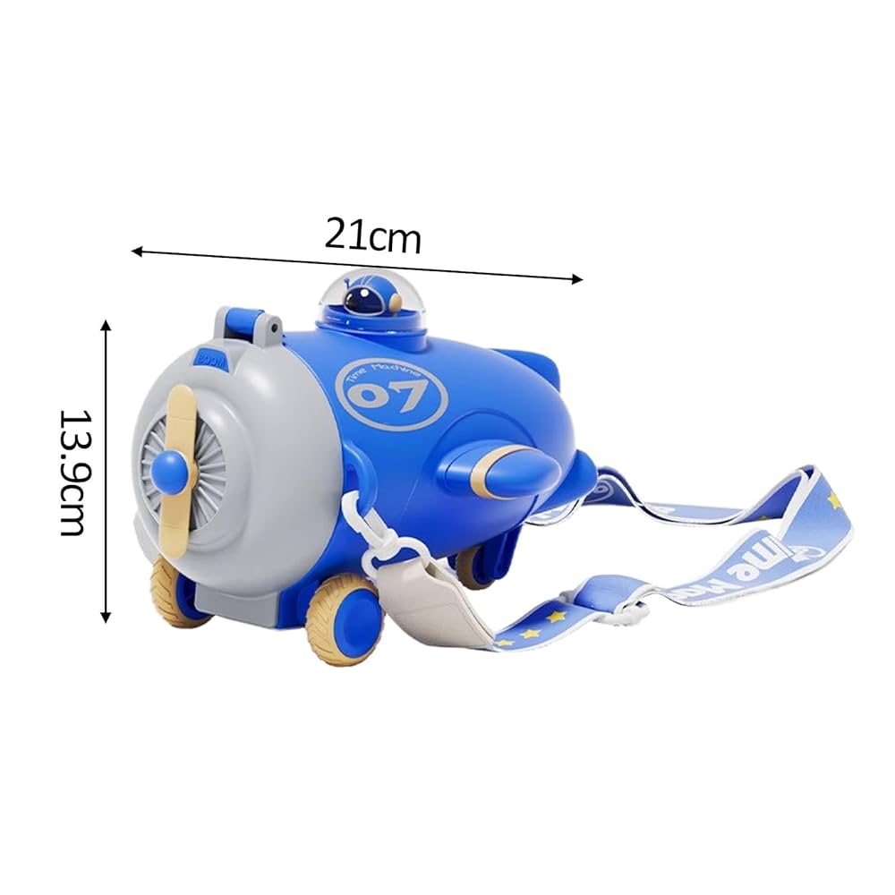 Twisoo Kids Water Bottle, BPA-Free Plastic Bottle With Plane Design, Leakproof & Portable, 400ml, MIN-008