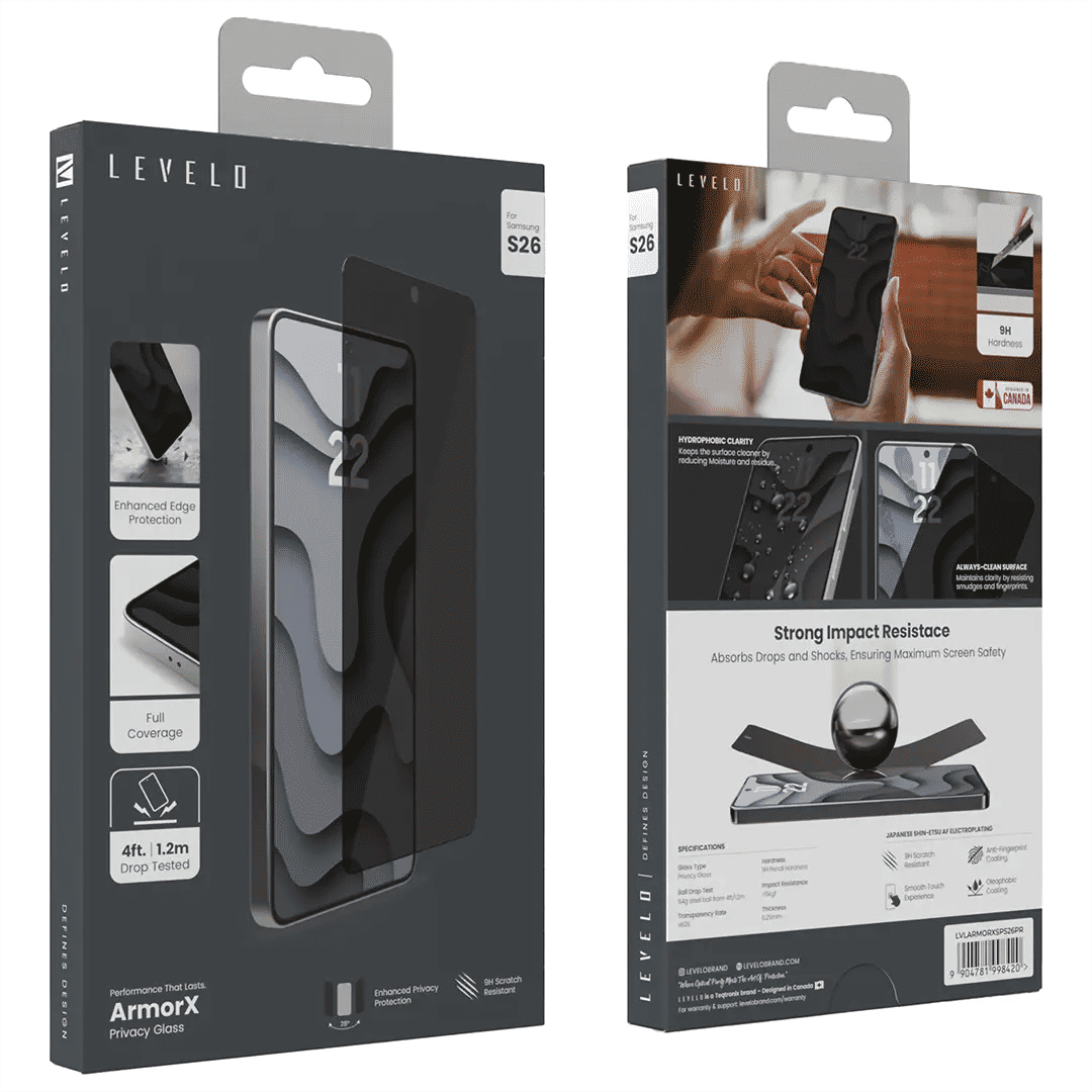 Levelo ArmorX 9H HD Screen Protector For Samsung S26 Series, Privacy