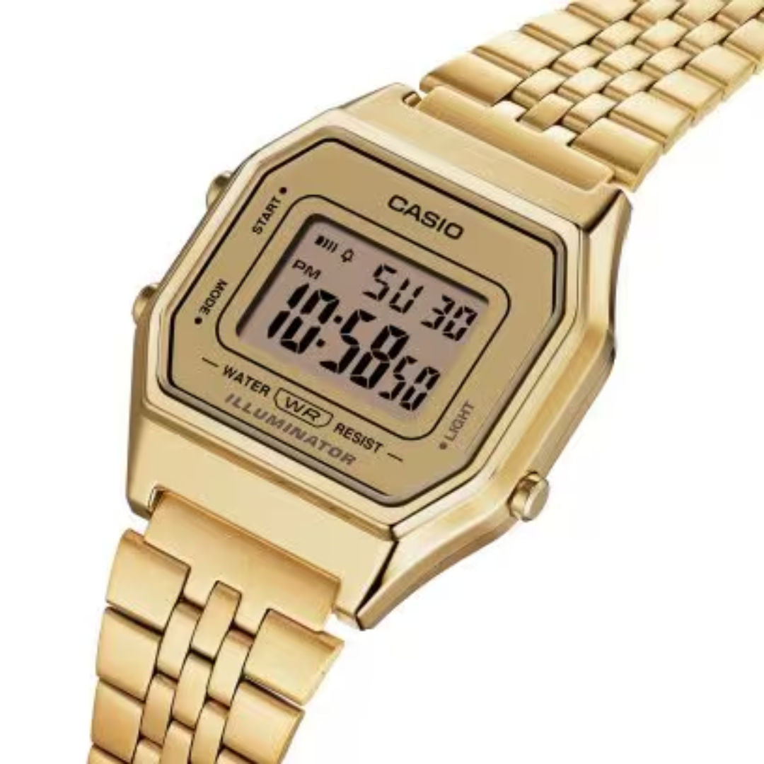 Casio Women's Digital Gold Dial Watch, LA680WGA Series
