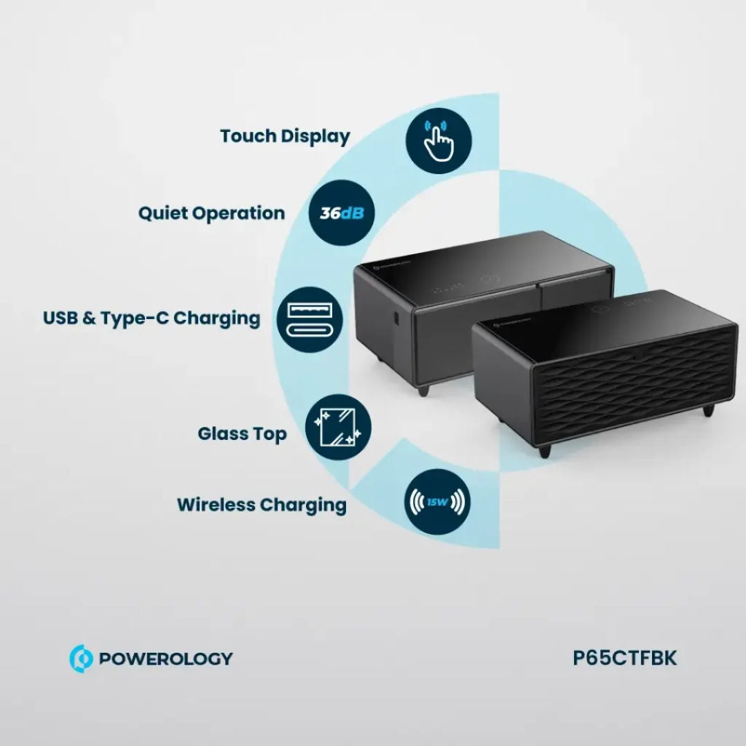 Powerology Fridge Coffee Table HiFi Speaker 93L, Black