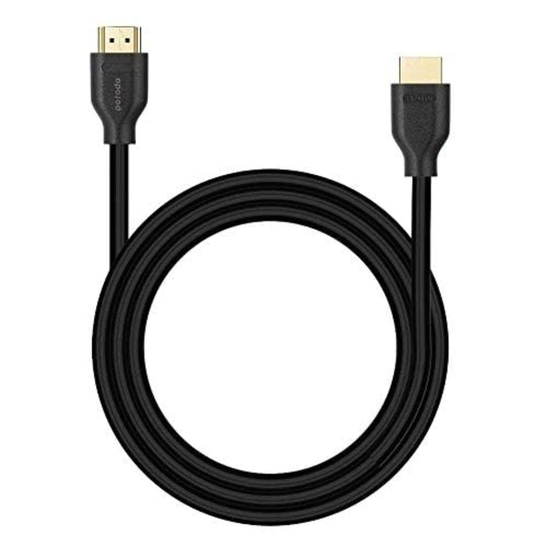 Porodo 8K HDMI to HDMI Cable with Dynamic HDR, 18Gbps, Gold-Plated Connectors, Black