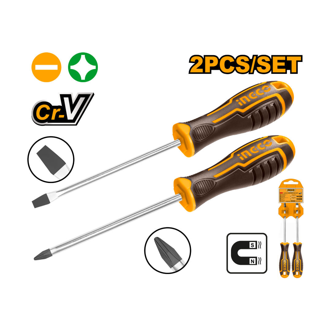 INGCO 2-Pieces Screwdriver Set, Cr-V