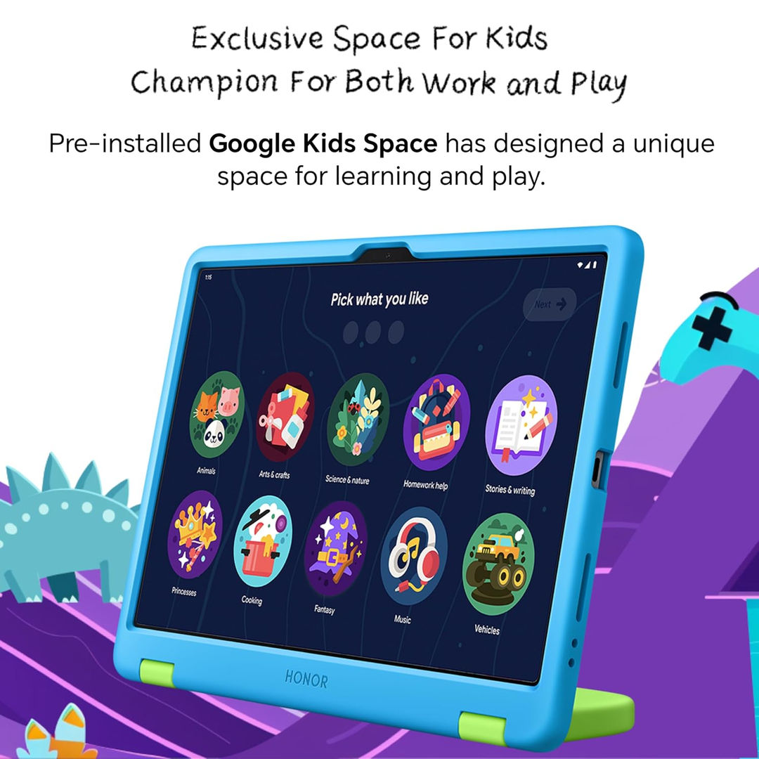 HONOR Pad X8a Kids Edition Wi-fi Tablet, 4GB RAM 128 GB ROM, 27.94cm(11") FHD Eye Comfort Display, 90Hz Refresh Rate, Parental Control, Kids Protective Case, Android 14, 4 Speakers, Grey