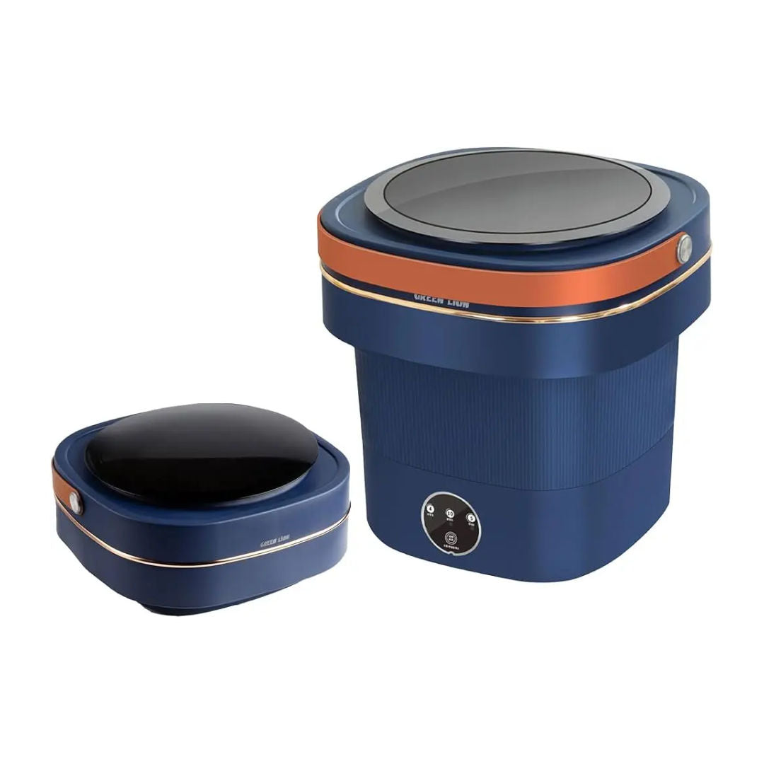 Green Lion Foldable Mini Washing Machine 9L, 60W, Portable Compact Washer for Travel & Home, Blue