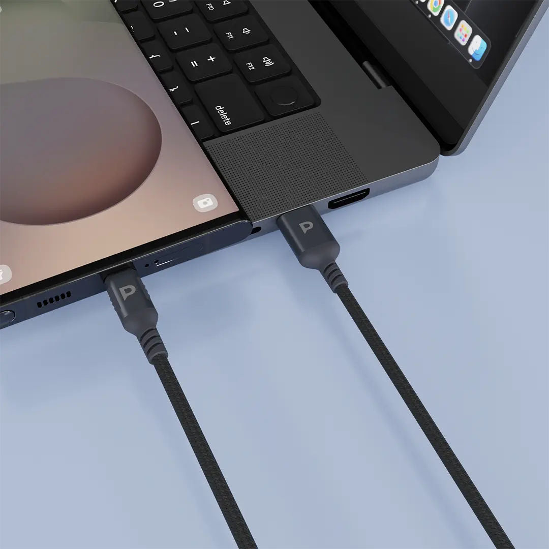 Powerology Power Sync Weave USB-A to USB-C, PD 20W, 2M, High-Speed Charging Cable, Gray