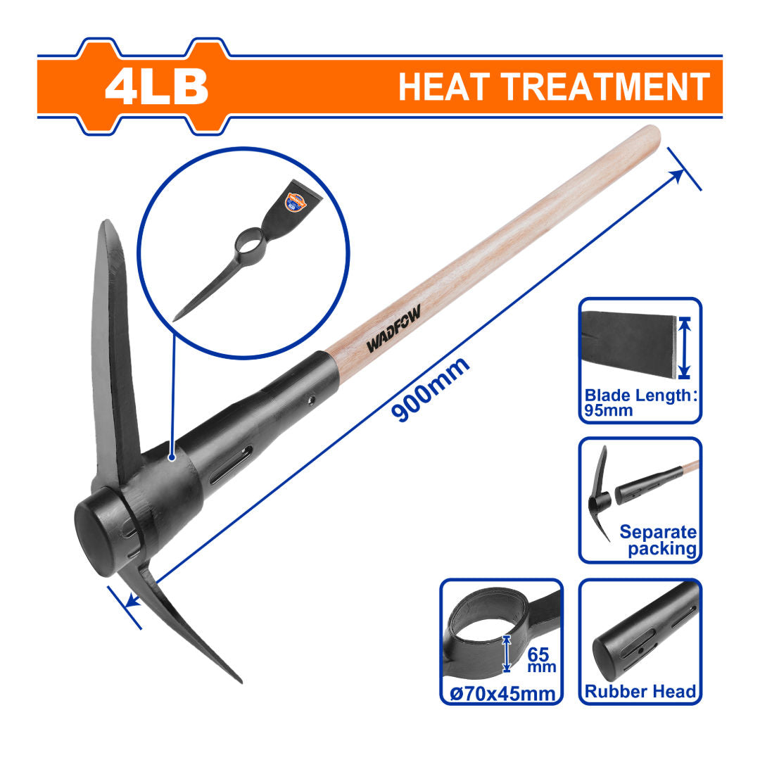 WADFOW Pick Mattock With Wooden Handle