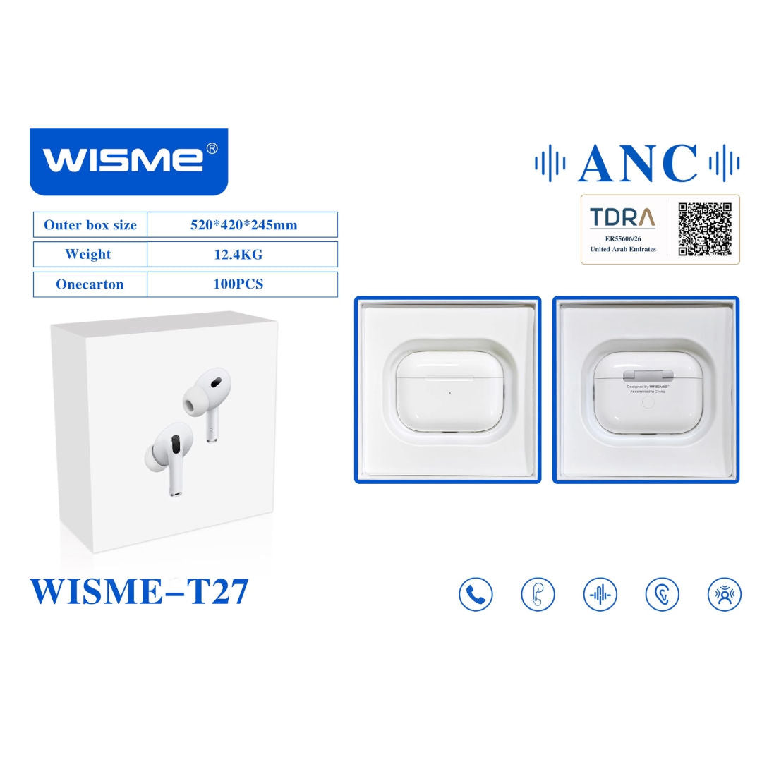 WISME T27 TWS Wireless Earbuds with Active Noise Cancellation