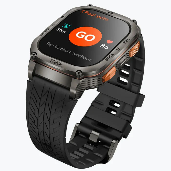 KOSPET Tank M3 Ultra 2 GPS Smartwatch with 1.96” AMOLED Display, Bluetooth Calling, Military Grade & 5ATM Waterproof
