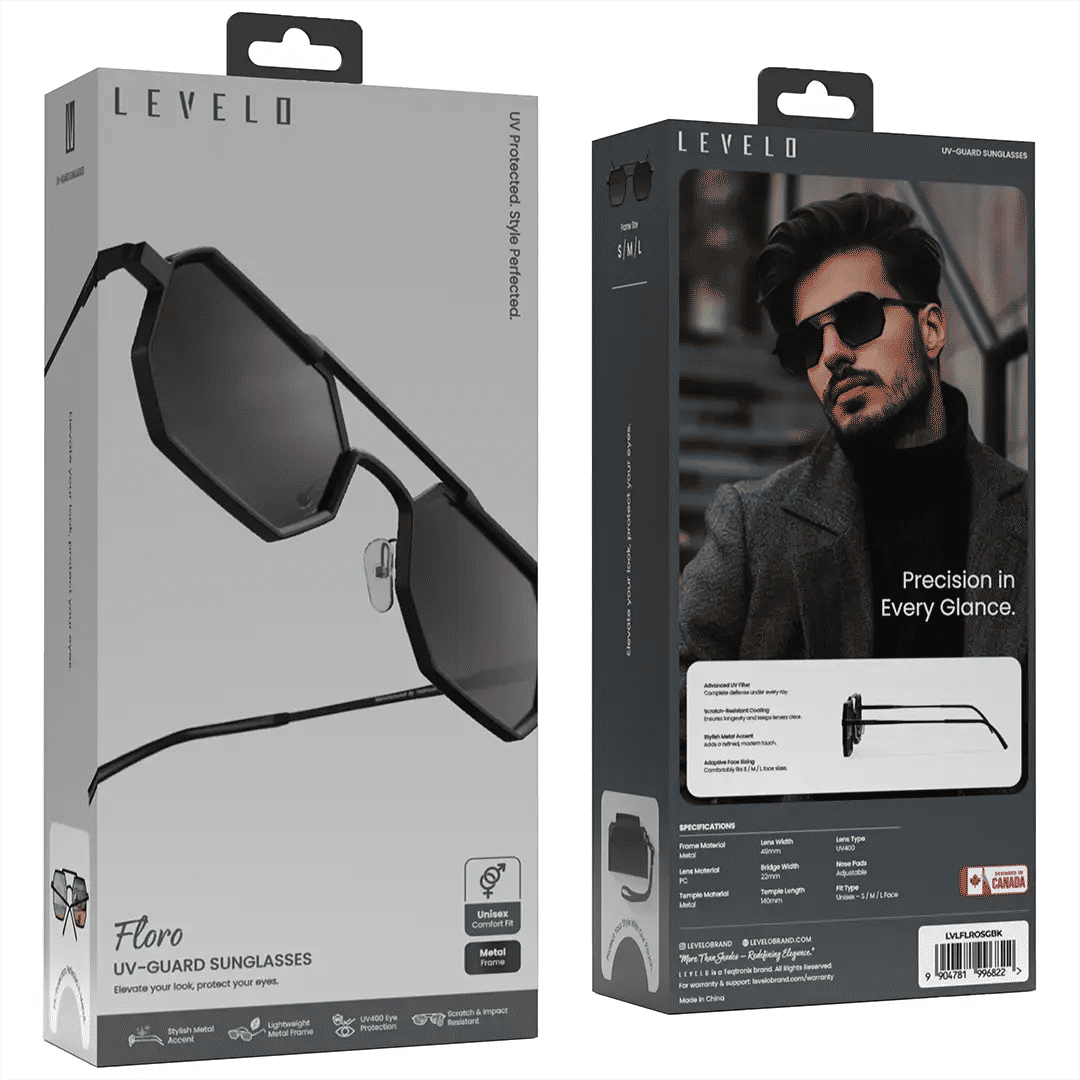 Levelo Floro UV Guard Sunglasses With Pouch, Black