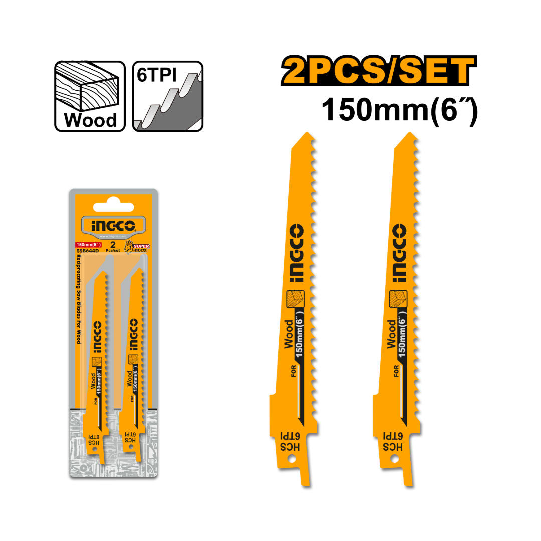INGCO Reciprocating Saw Blades, Wood, 150mm