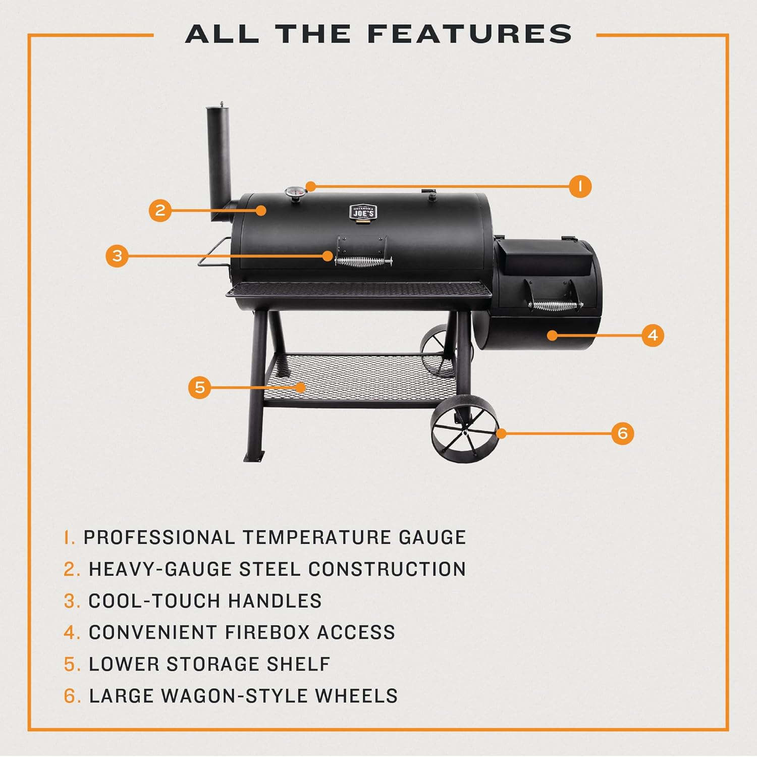 Oklahoma Joe’s Longhorn Offset Charcoal Smoker, 13201747‑50