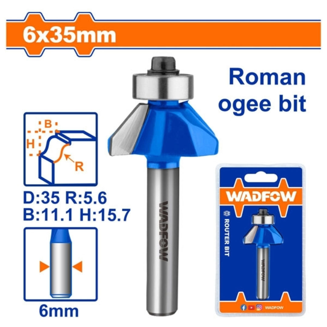 WADFOW Router Bit, Roman Ogee With Bearing