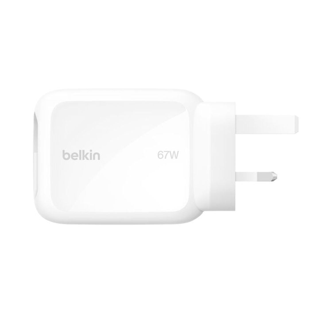 Belkin Boost Charge™ Pro 67W GaN Wall Charger with 3.3ft Retractable USB-C Cable, White