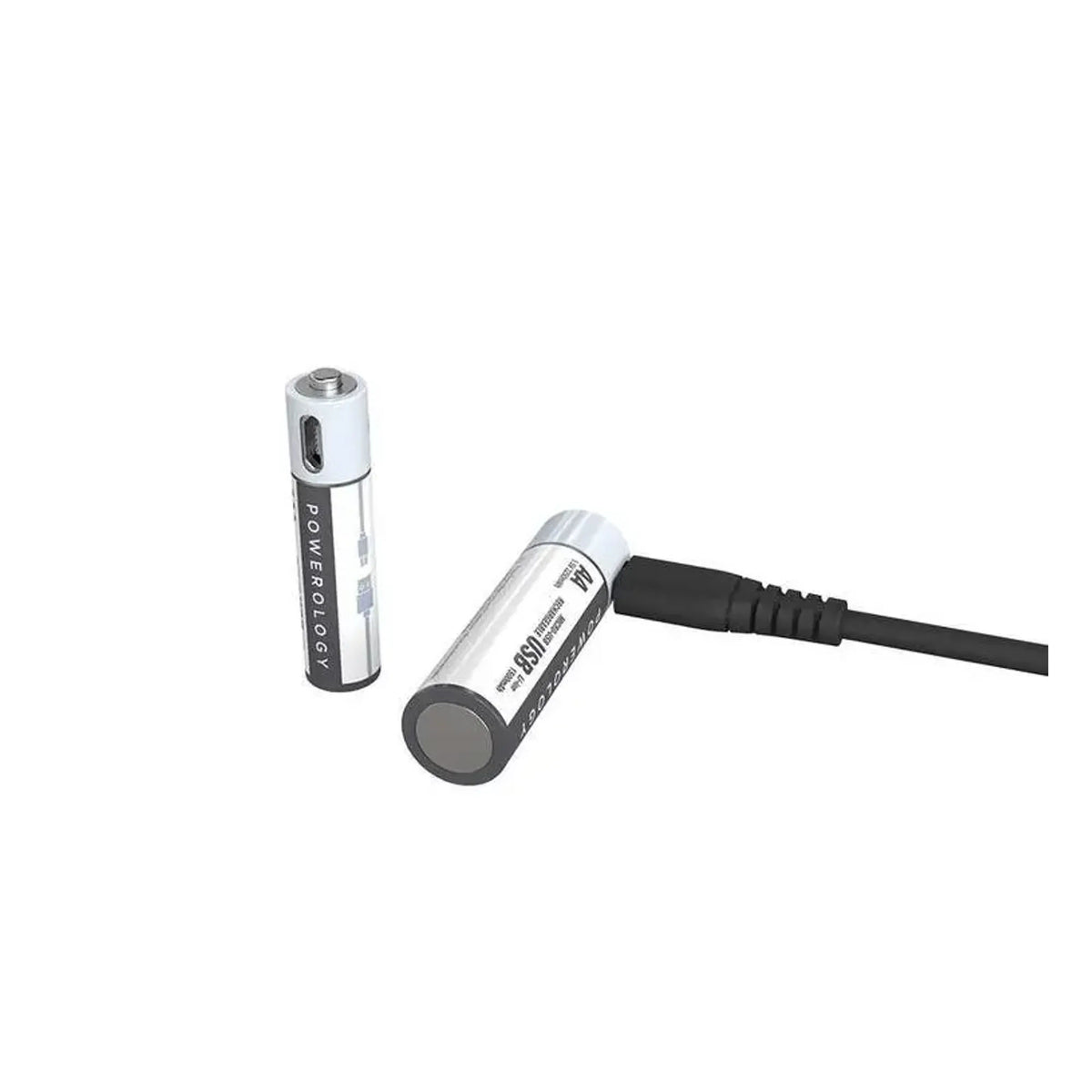 Powerology USB Rechargeable AAA Batteries, 2-Piece Pack, Built-In Micro-USB Port, PRUBAAA2