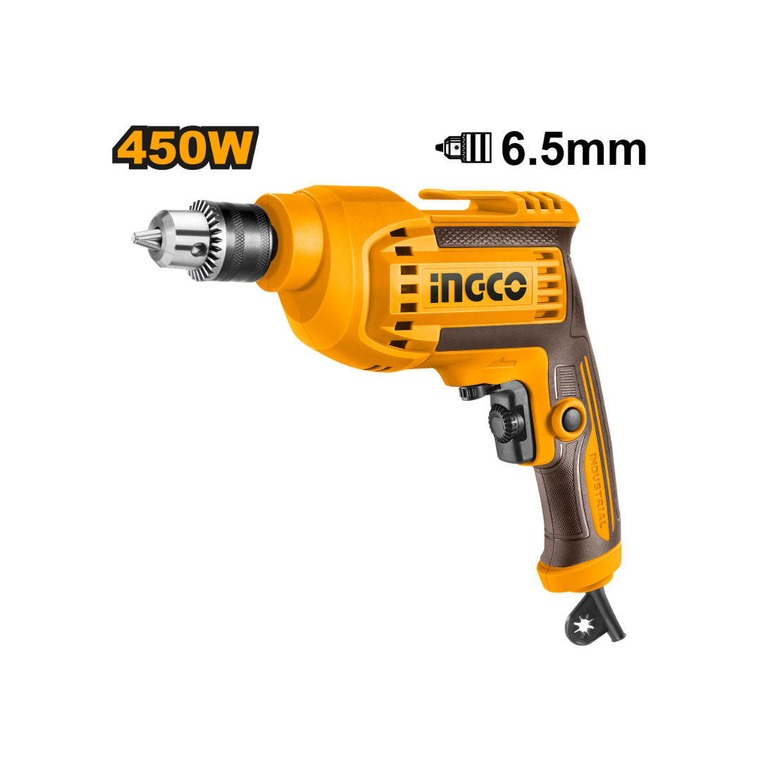 INGCO Electric Drill 450W, Variable Speed & Reversible, 6.5mm Capacity