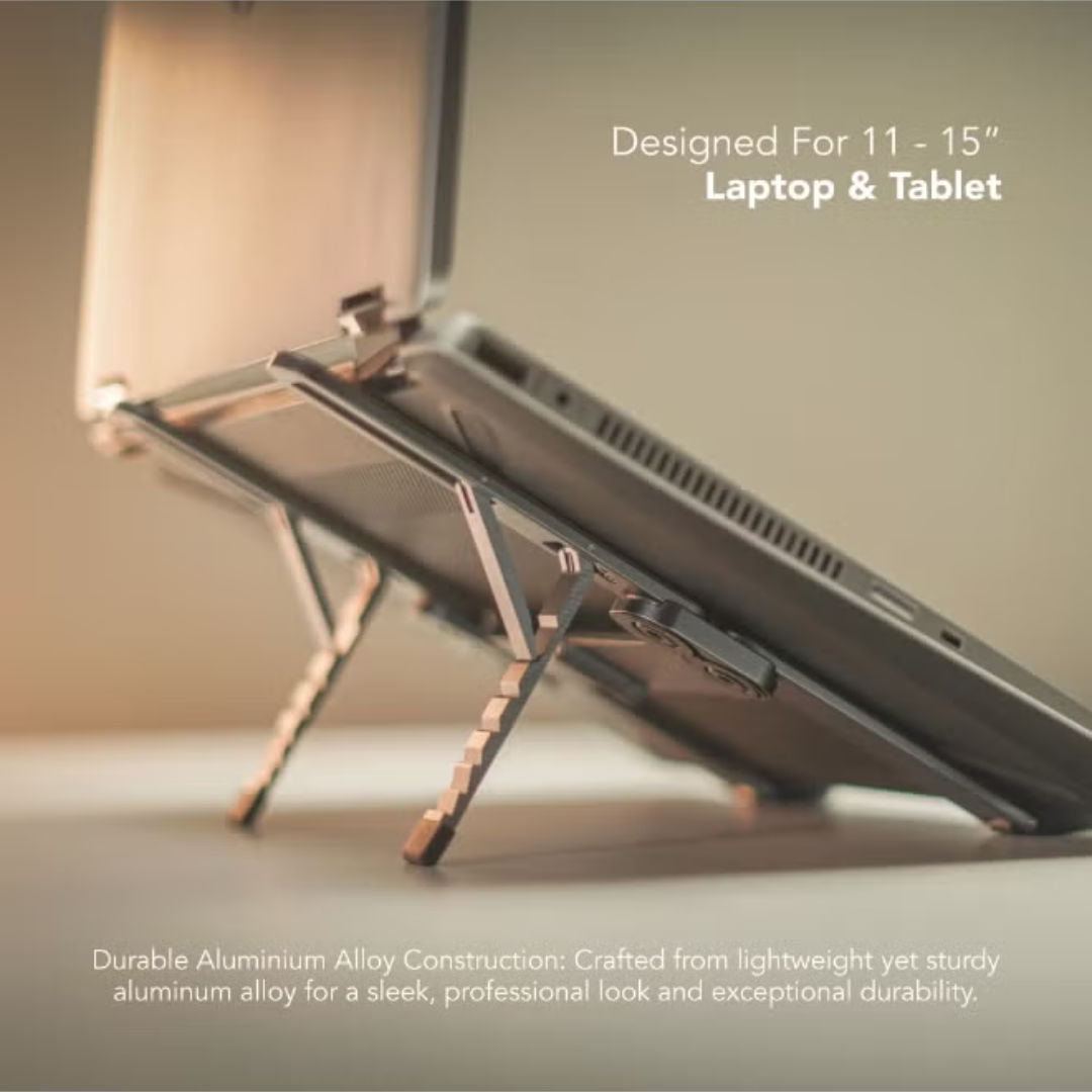 Blupebble FlexiStand Foldable Aluminium Alloy Laptop & Tablet Stand for 11-15-Inch, Gray