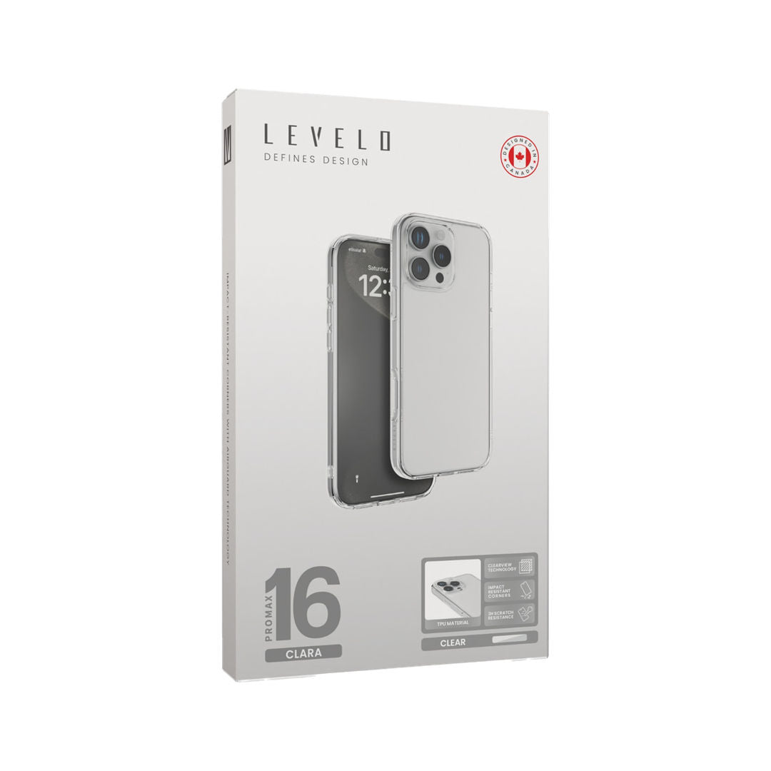 Levelo Clara Clear Case For iPhone 16 Series, Clear