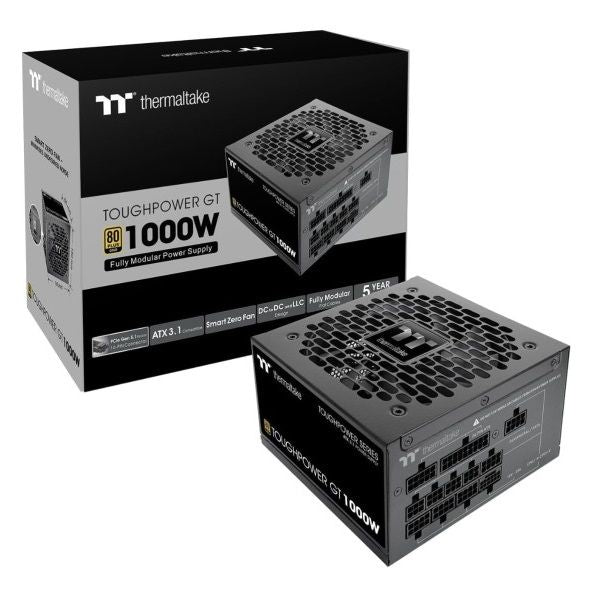 Thermaltake Toughpower GT 1000W 80 PLUS Gold ATX 3.1 and PCIe 5.1 standards fully modular Power Supply.