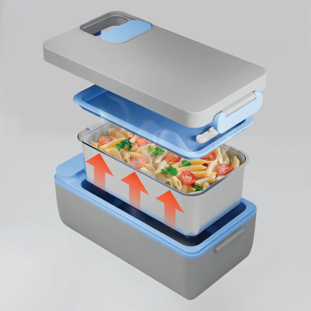 Powerology Lumo Portable Heated Lunch Box, Gray Blue