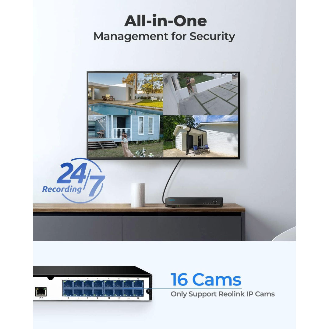 Reolink RP-PN16 24-Channel PoE NVR - Built-In 4TB HDD, Up to 32TB Storage