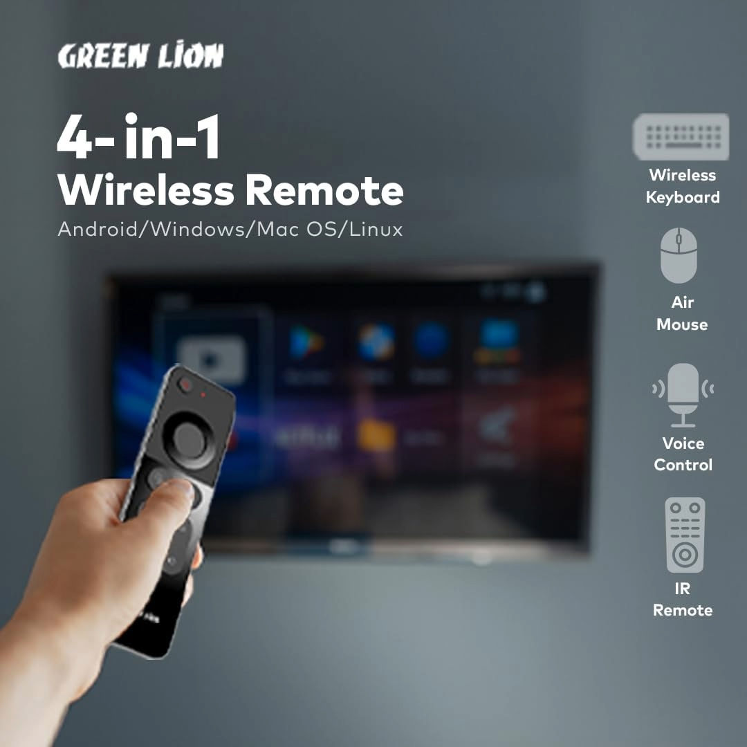 Green Lion 4-in-1 Wireless Remote with Keyboard, Black