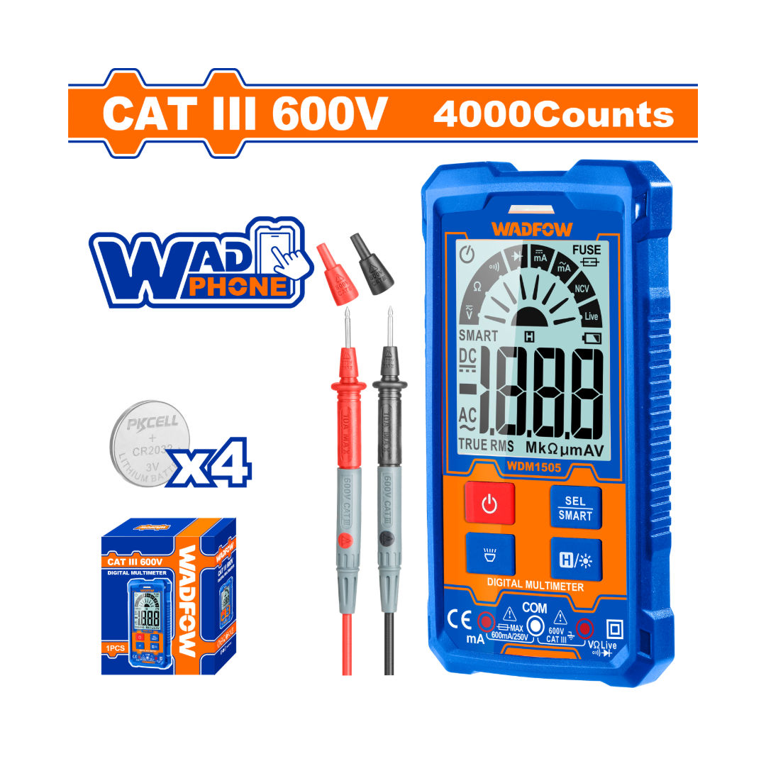 مقياس رقمي متعدد WADFOW، جهد تيار متردد/تيار مستمر، نطاق تلقائي