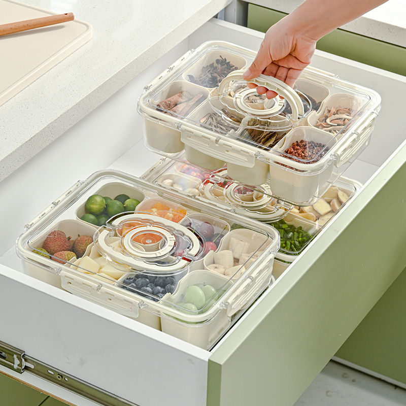 8 Compartment Spice Organizer Box - Green