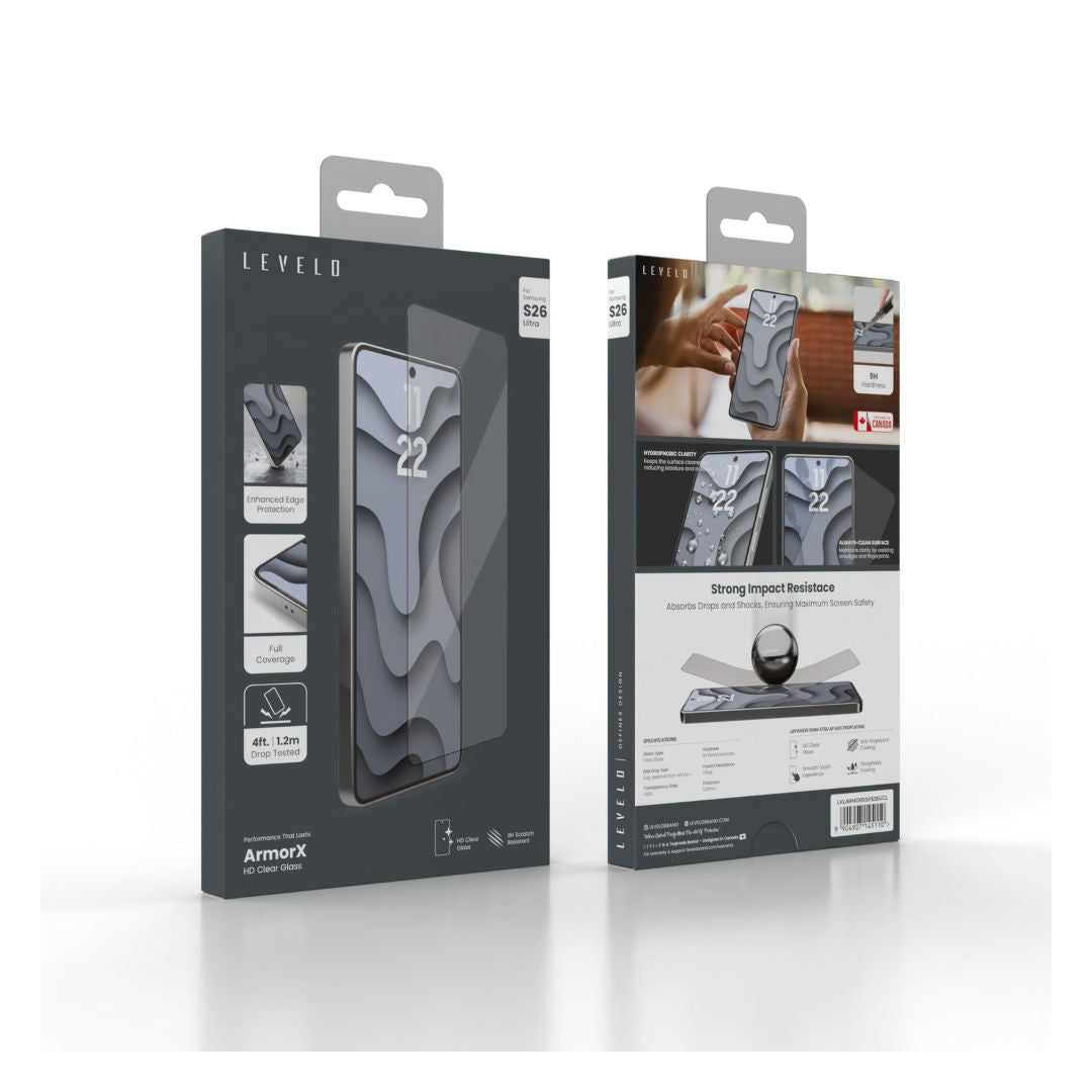 Levelo ArmorX 9H HD Screen Protector For Samsung S26 Series, Clear