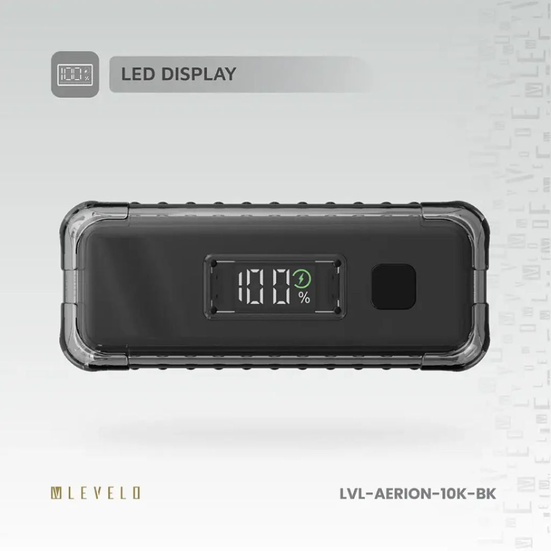 Levelo Aerion Portable 10000mAh Power Bank, LED Display